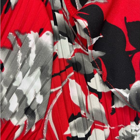 Nue Option Y2K Ruffle Front Bell Sleeve Pleated Blouse Size L Poet Dark Floral - Picture 7 of 7